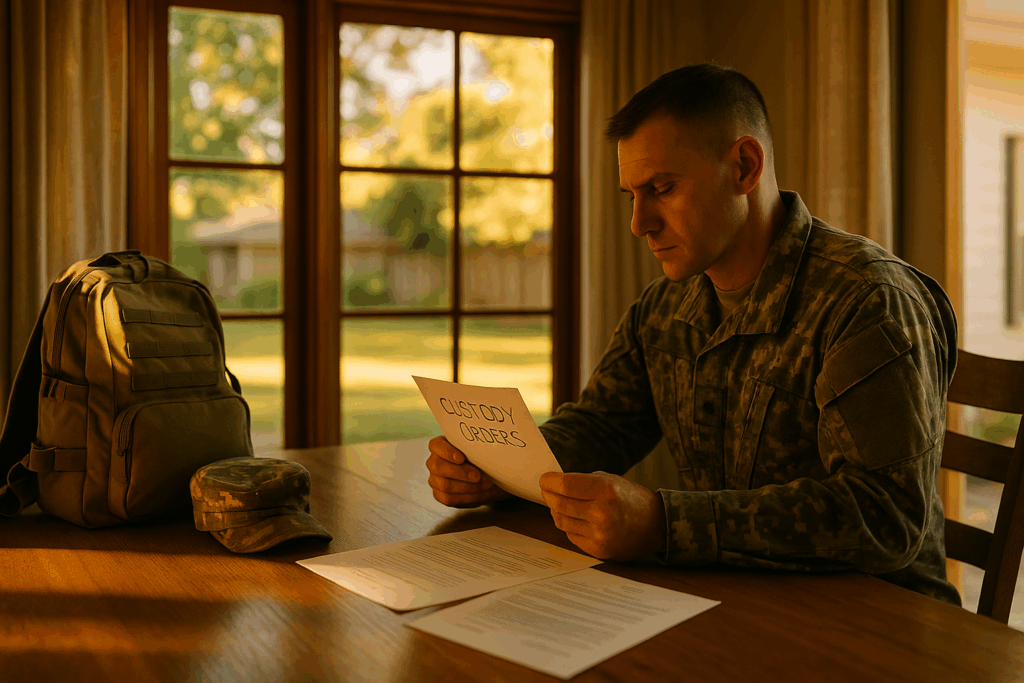 Preparing for deployment and reviewing existing custody orders.