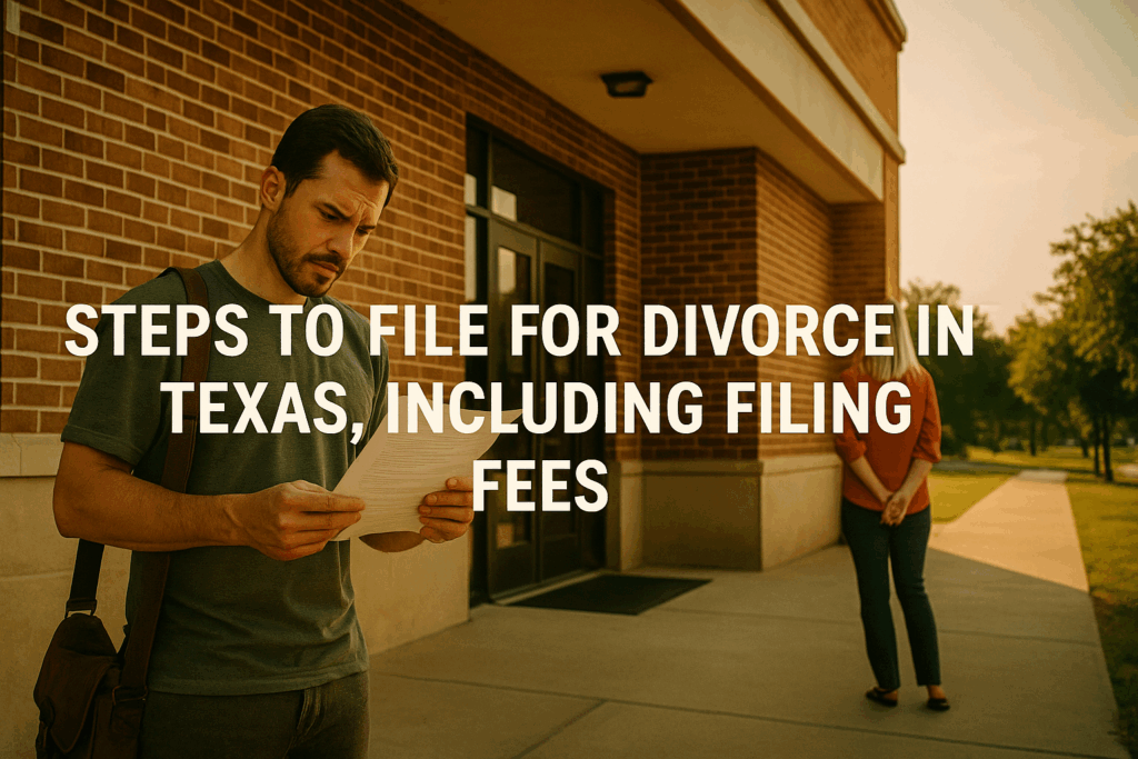 Steps to file for divorce in Texas, including filing fees.