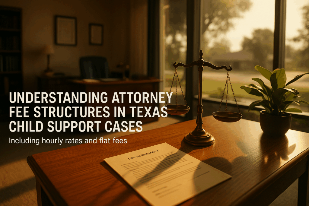 Understanding attorney fee structures in Texas child support cases, including hourly rates and flat fees.