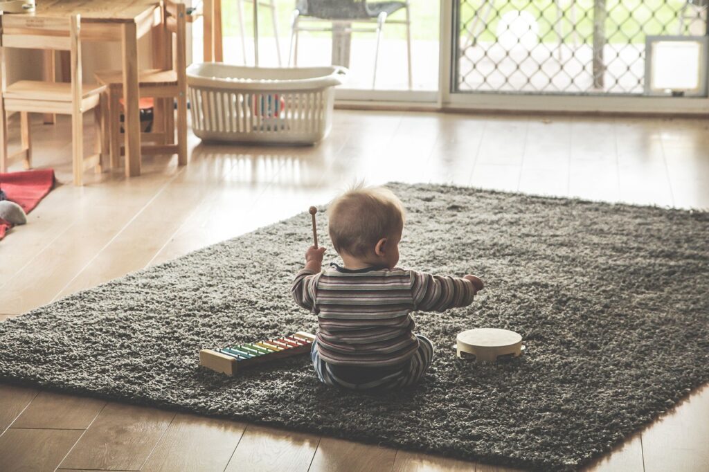 A child playing at home