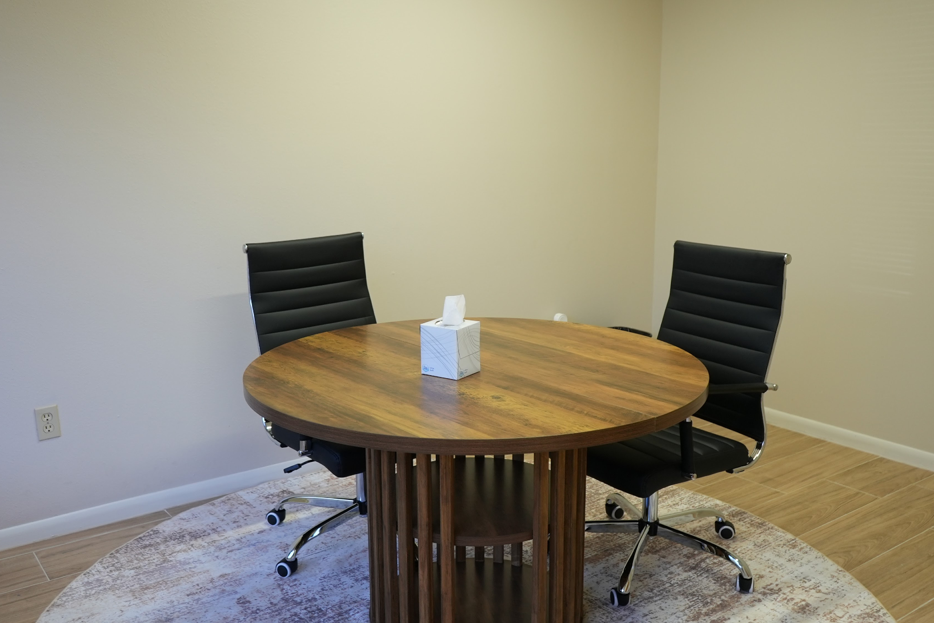 Meeting table inside Humble office for client consultations