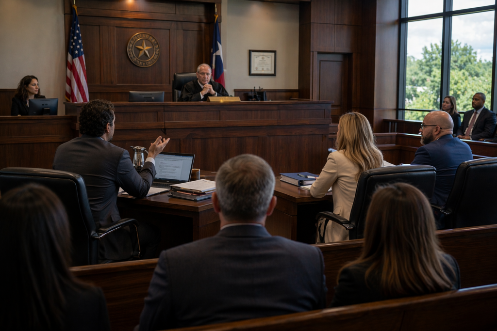 Texas Motion to Retain hearing with attorneys presenting case before judge in courtroom