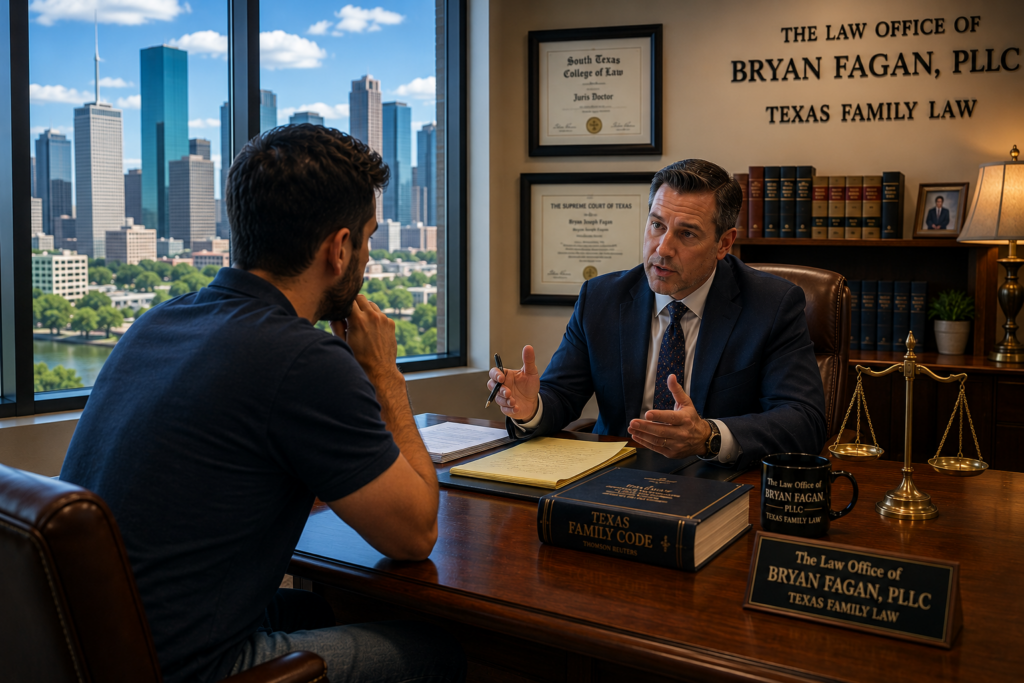Texas family law attorney advising an unmarried father about the Texas Paternity Registry, paternity deadlines, and the steps needed to establish legal fatherhood before important rights are lost.
