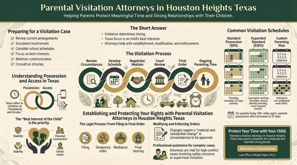Texas child visitation process infographic by Houston Heights parental visitation attorneys.