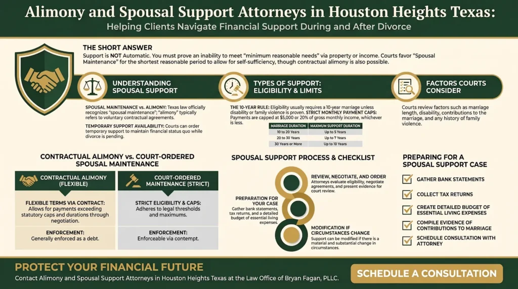 Alimony and spousal support infographic by Houston Heights divorce attorneys.
