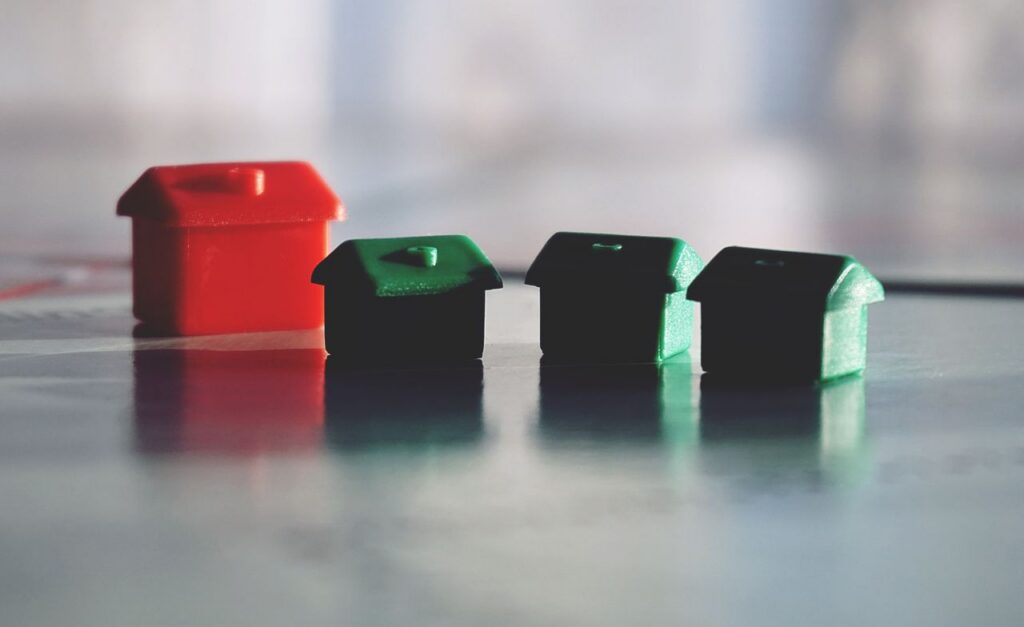 plastic toy houses