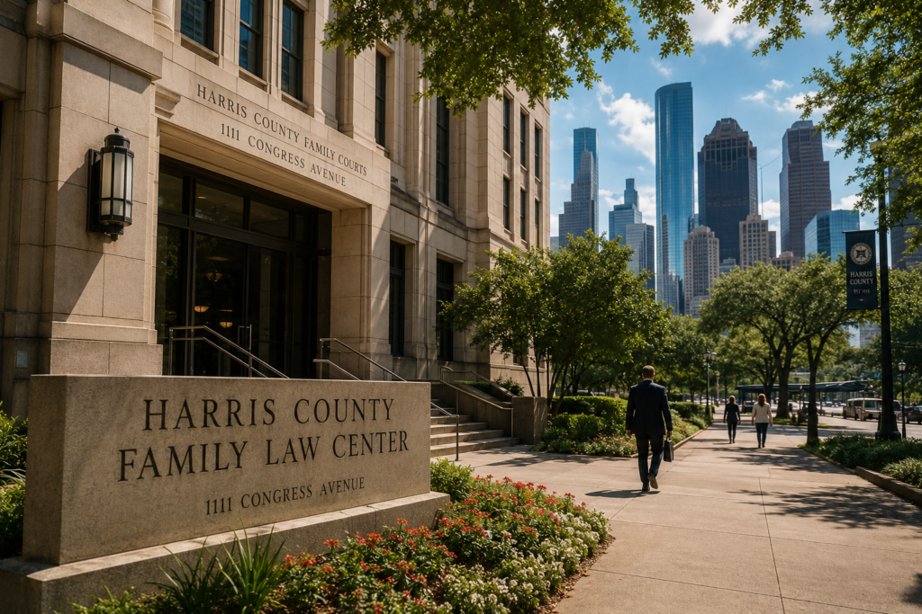 Harris County family courthouse in Houston where Texas judges hear grandparents' rights, custody, and visitation cases.