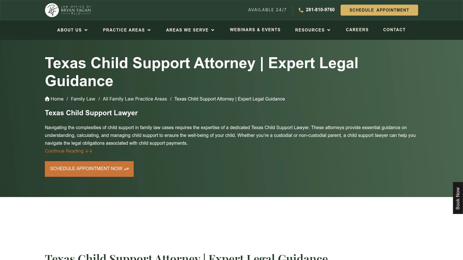Screenshot from https://www.bryanfagan.com/family-law/child-support/