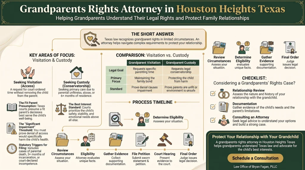 Texas grandparent rights guide comparing visitation and custody, provided by a Houston family law attorney.
